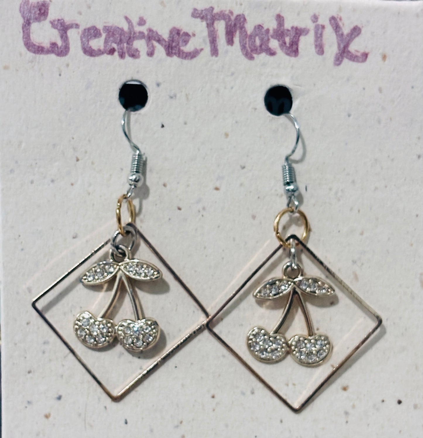 Sparkling cherry dangle earrings handmade