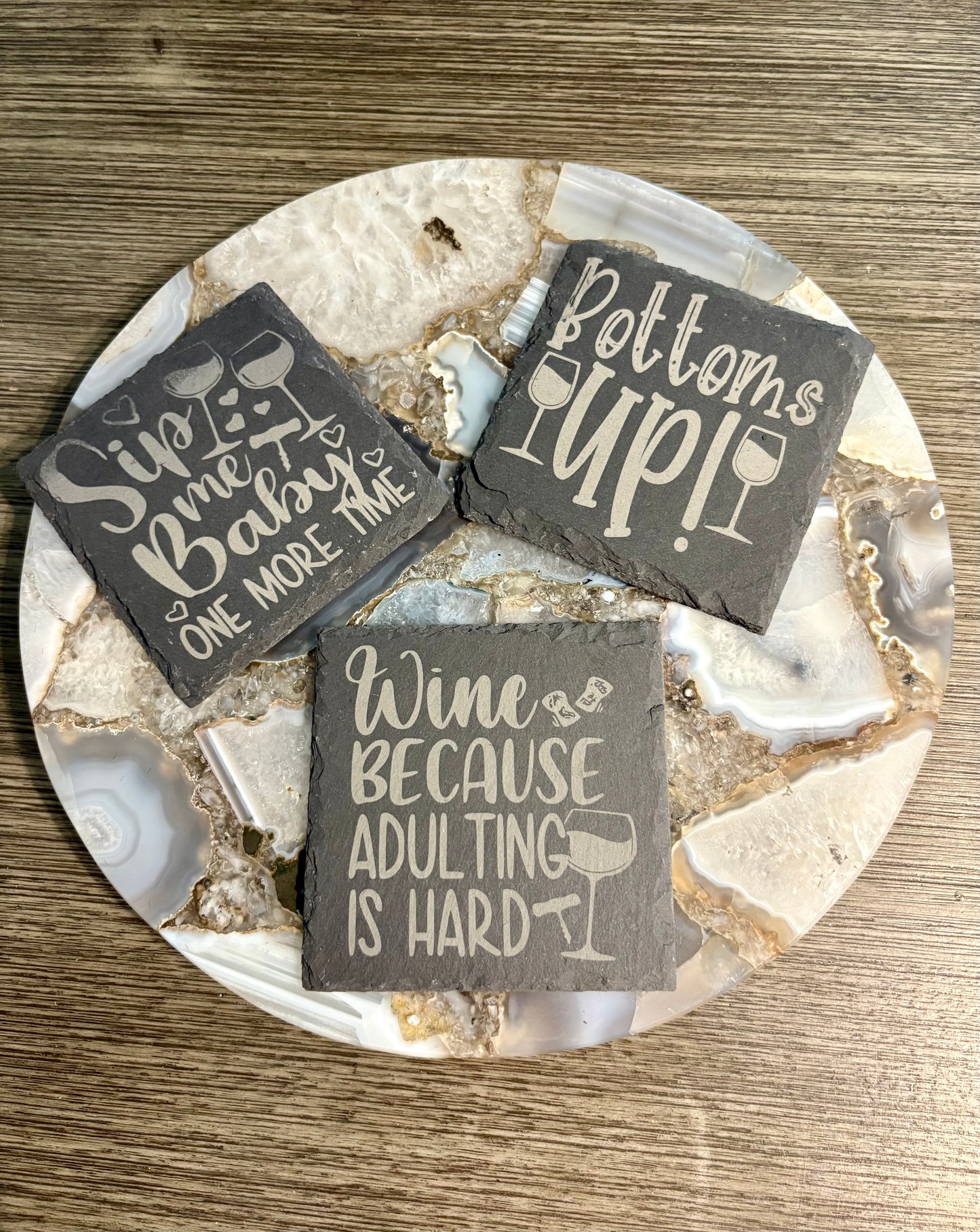 Laser engraved Wine coasters