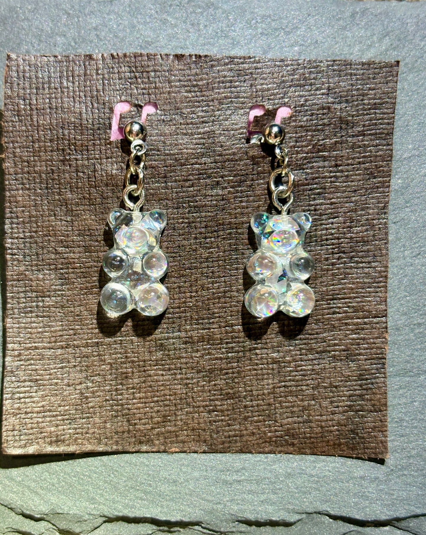 Bear-dangle earrings -handmade