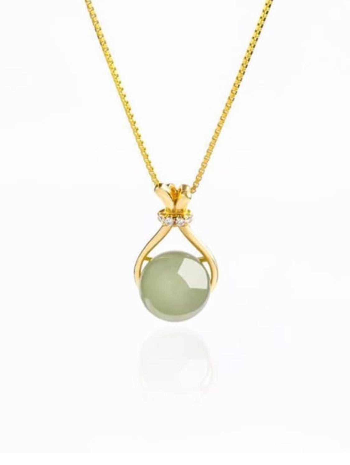 Luck necklace-green chalcedony stone-16”