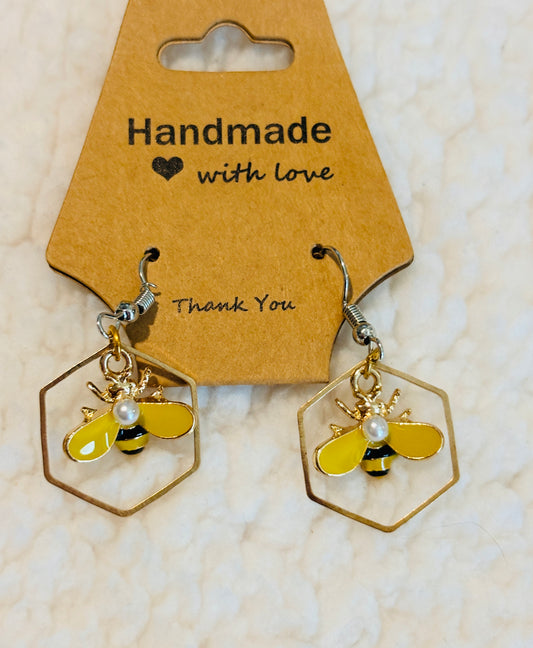 Honey Bee Earrings - Dangle