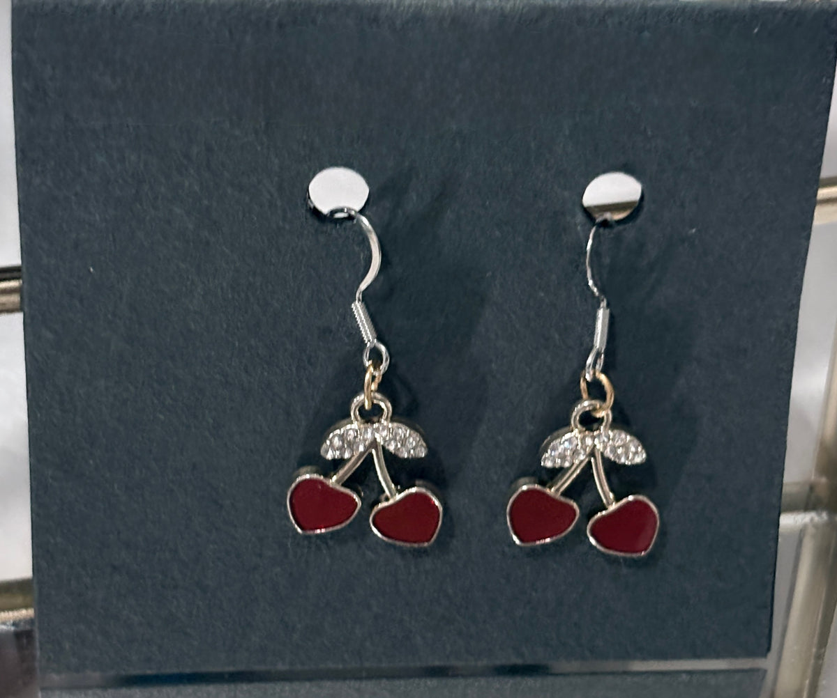 Sparkling red cherry-dangle earrings - handmade | Creative Matrix