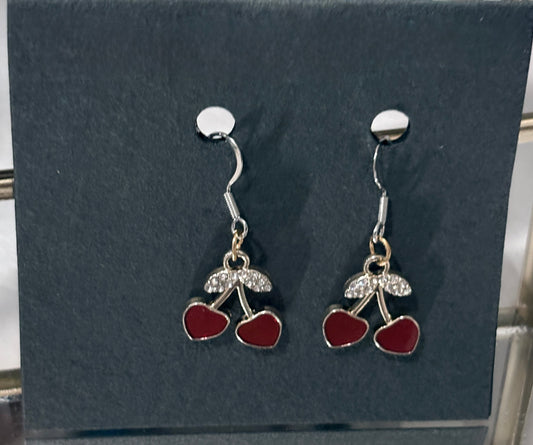 Sparkling red cherry-dangle earrings - handmade | Creative Matrix