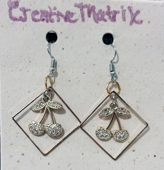 Sparkling cherry-dangle earrings - handmade | Creative Matrix