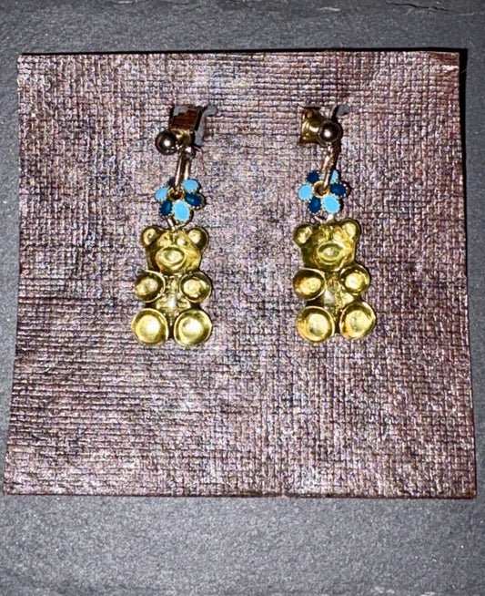 Bear-dangle earrings -handmade