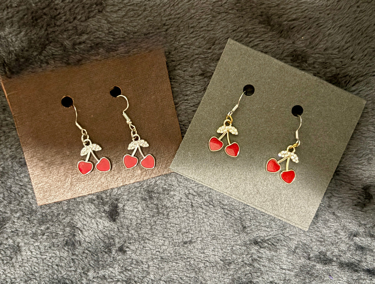 Sparkling red cherry-dangle earrings - handmade | Creative Matrix