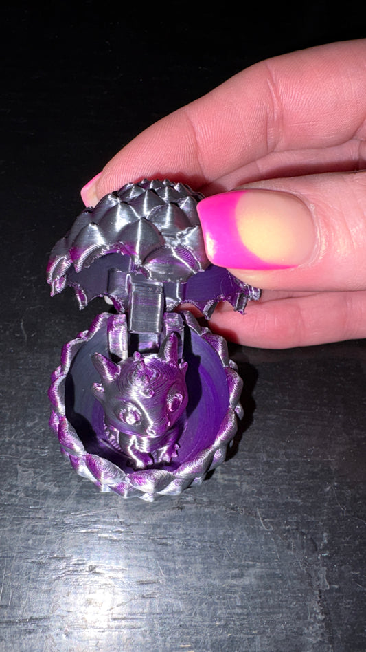 3-D printed Dragon egg with baby dragon / size small
