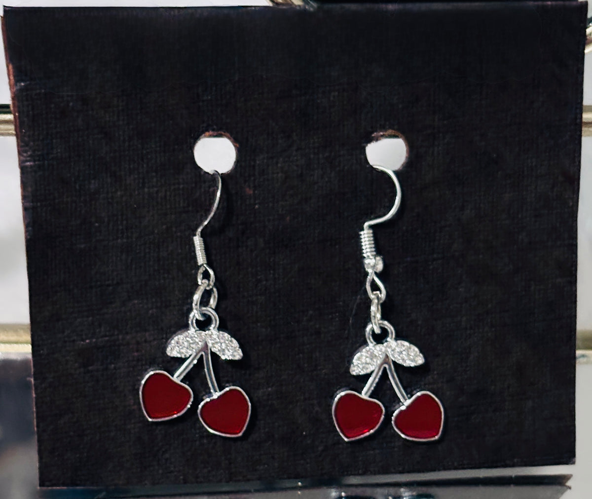 Sparkling red cherry-dangle earrings - handmade | Creative Matrix