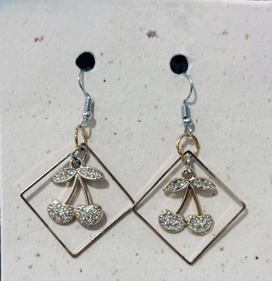 Sparkling cherry-dangle earrings - handmade | Creative Matrix
