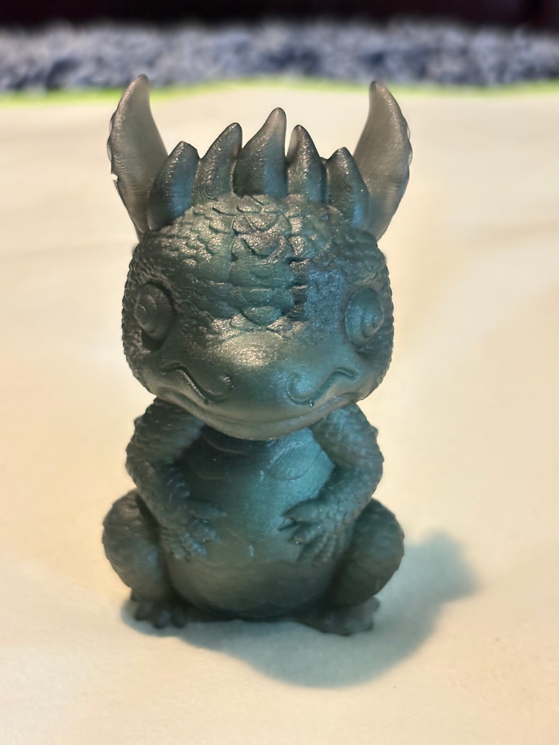 Baby Dragon Dark Green Resin Art