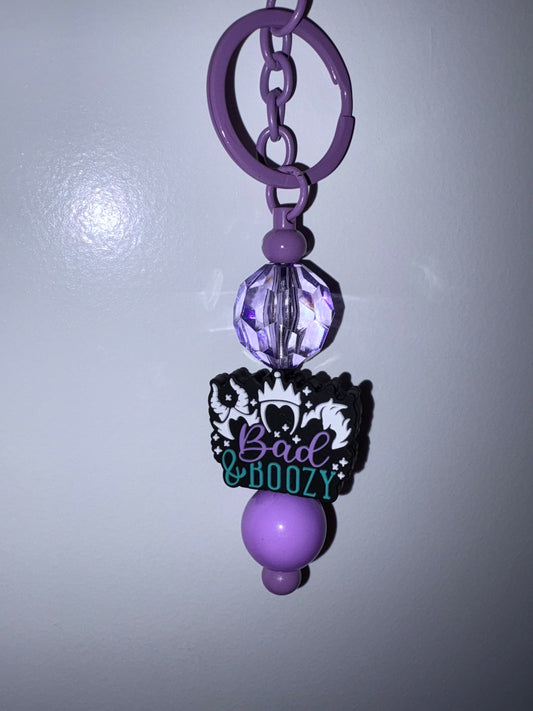 Keychain with Bad and Boozy  focal and quality beads handmade