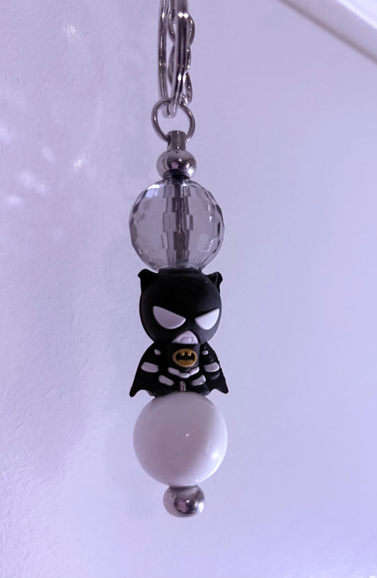 Keychain with Batman focal and quality beads handmade