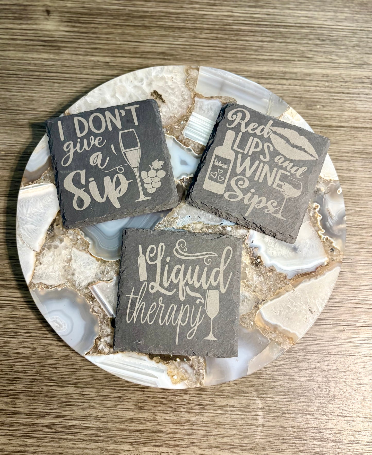 Laser engraved Wine coasters