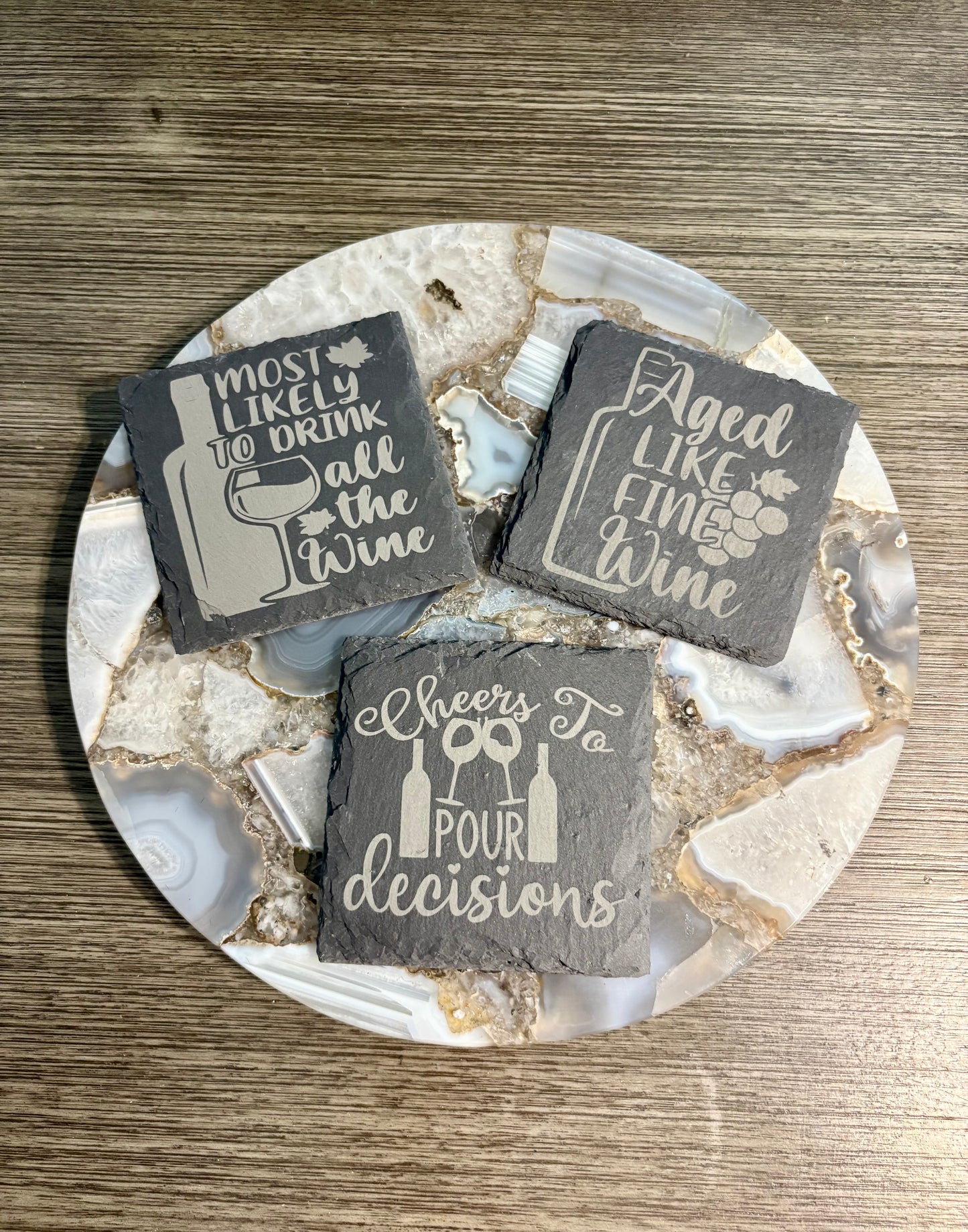 Laser engraved Wine coasters