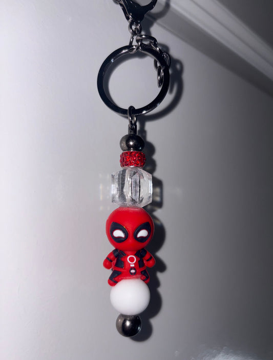 Keychain with Deadpool focal and quality beads handmade