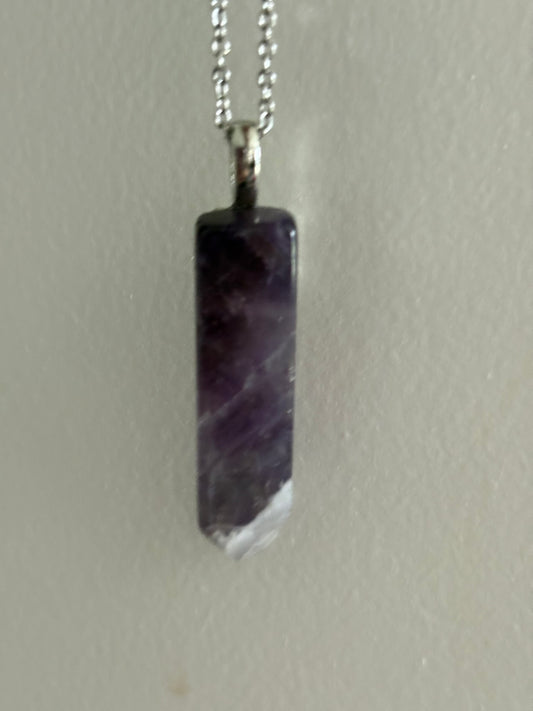 304 Stainless Steel 18k gold filled necklace with Amethyst stone 16”