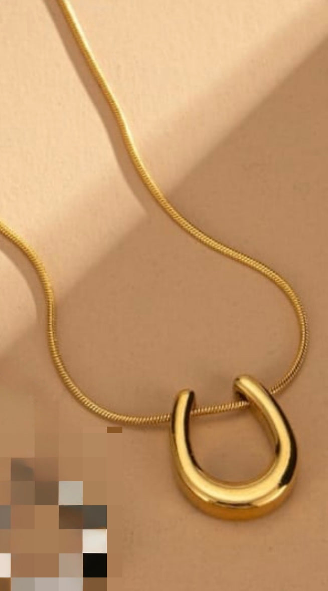 Horseshoe necklace-Sparkling gold - 16”