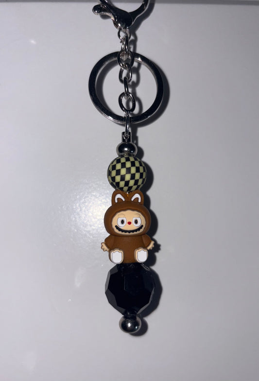 Keychain with LaBuBu sitting focal and quality beads handmade