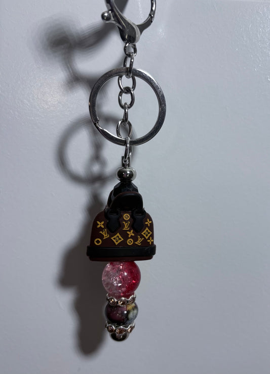 Keychain with LV purse focal and quality beads handmade