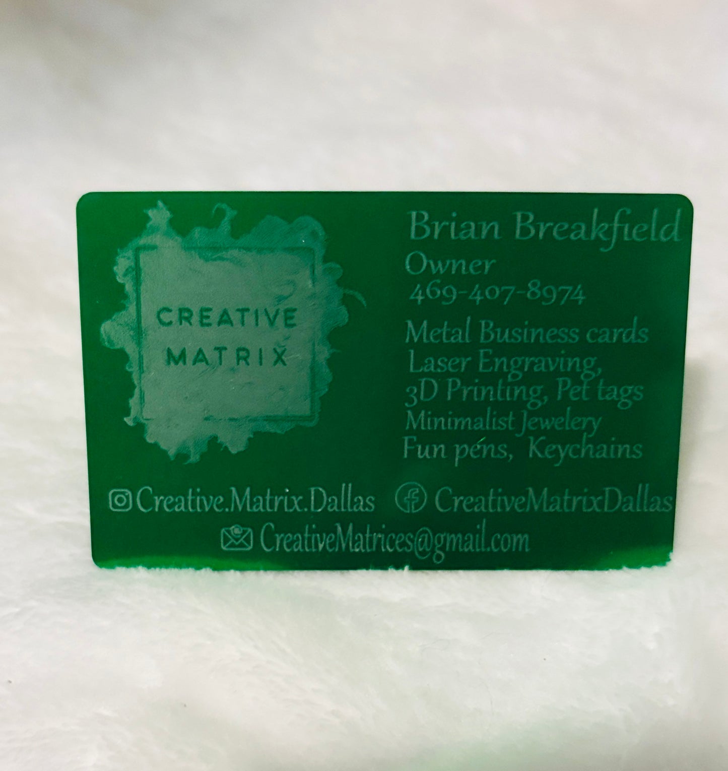 Metal Business cards-Laser Engraved - QR Code | Creative Matrix