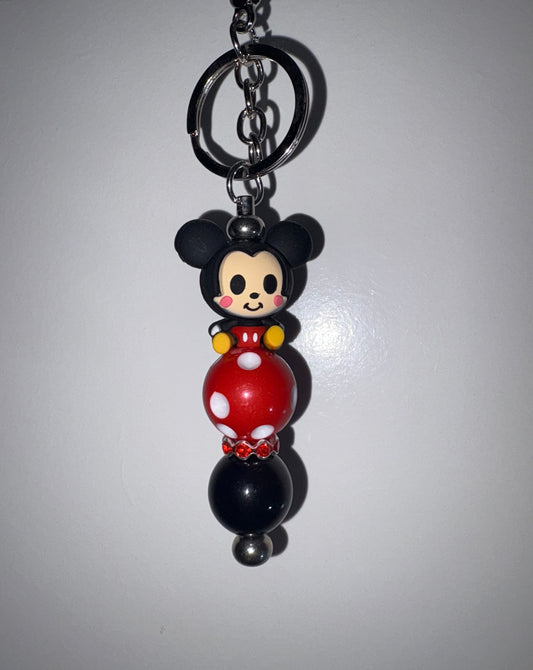 Keychain with Mickey Mouse focal and quality beads handmade