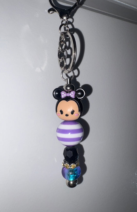 Keychain with Minnie Tsum Tsum focal and quality beads handmade